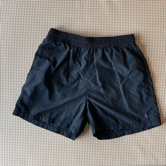POLO RALPH LAUREN VINTAGE 90s Y2K SWIMMING TRUNKS SHORTS BLACK PURPLE.Men medium - Picture 9 of 12